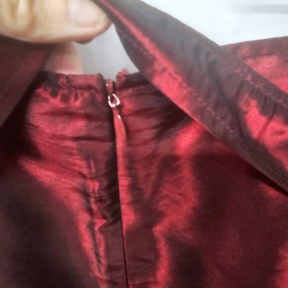 Bisou Bisou Skirt Burgundy Satin Goth Grunge Punk A-line Mesh Belted 10 - Picture 6 of 10